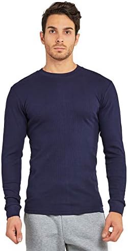 Men's Classic Fit Waffle-Knit Heavy Thermal Shirt (S, Navy) at