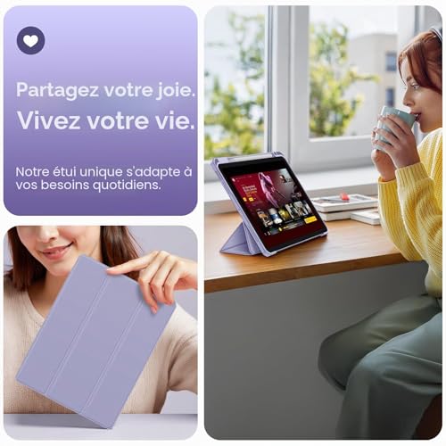 FINTIE Case for iPad Air 11 Inch M4/M3/M2 (2026/2025/2024) and iPad Air 5/4 10.9 Inches (2022/2020) – [Stylus Holder] Clear Transparent Shockproof Case, Lilac