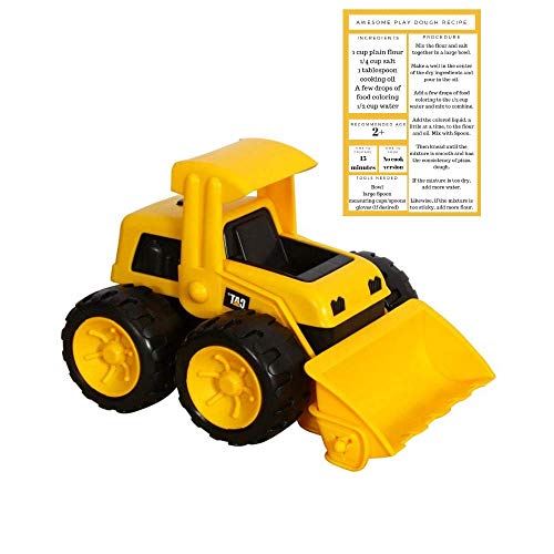 The Feel of Real CAT Tough Tracks Front Loader by CATERPILLAR Bundle Gift Set Includes 12 Pop-Up Stickers and Tonka Pop Outz Grab-Bag, 2 Playdohs with Dough Recipe Card great Gift for Ages 3+