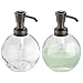 mDesign Round Glass Refillable Liquid Soap Dispenser Pump Bottle for Bathroom Vanity Countertop, Kitchen Sink - Holds Hand Soap, Dish Soap, Hand Sanitizer, Essential Oils - 2 Pack - Clear/Bronze