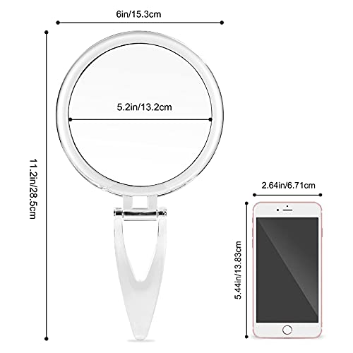 Handheld 20x Magnifying Mirror with Folding Handle, Portable Hand