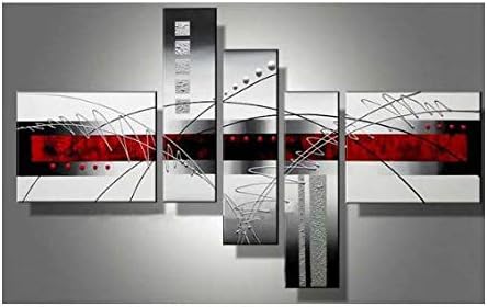 Wieco Art 5 Piece Perfect White Lines Stretched And Framed Modern Canvas Wall Art Hand Painted Modern Abstract Oil Paintings On Canvas 5pcs Set 12x12inchx2pcs 8x24inchx3pcs Multi Ab4078 Buy Online At Best Price In Uae