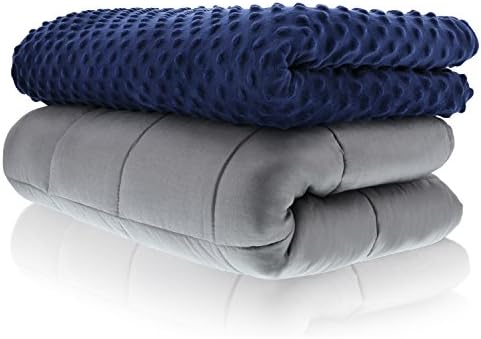 Sonno Zona Weighted Blanket Adult Size - Blanket with Cover Included - Navy 60x80 inches 15 Pound - Blankets Made from Relaxation Sleep Fabric for Natural Calm