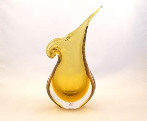 Made in Italy Genuine Murano Glass Sommerso Gold, Amber and Crystal Vase