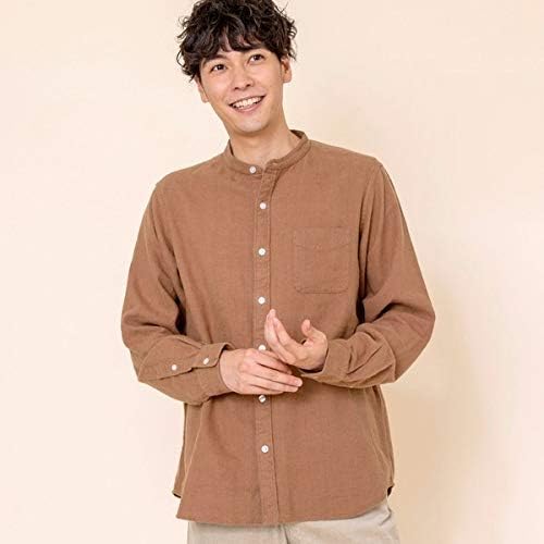 Amazon コーエン メンズ Coen ウィンターリネンバンドカラーシャツ Beige Small シャツ 通販