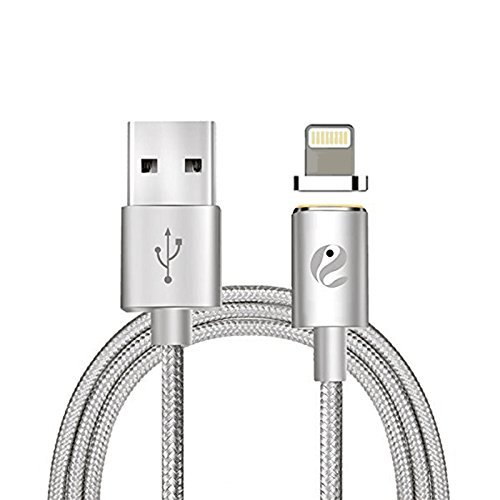 Magnetic Lightning Cable Braided, Mayona Magnetic 2nd Gen Nylon USB Charging Data Transmission Cable For iPhone 5 5S 6 6S Plus iPad (Silver)