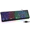 KLIM-Chroma-Gaming-Keyboard-UK-Layout-Slim-Durable-Ergonomic-Quiet-Waterproof-Silent-Keys-USB-Wired-Backlit-Keyboard-for-Laptop-PC-Mac-Gamer-PS4-keyboard-NEW-2021-VERSION-Black KLIM Chroma Gaming Keyboard Wired USB - NEW 2023 - Durable Ergonomic Waterproof Silent Keyboard - 2 ms Response Time…