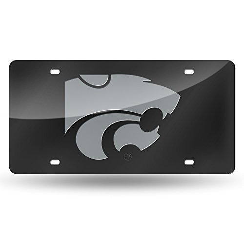 NCAA Kansas State Wildcats Laser Cut License Plate, Black/Silver