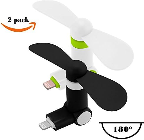 Coopsion 8 Pin Lightning Portable Mobile Phone Mini iPhone Fan with 180 Rotating for Apple iPhone 7 Plus 7 6S Plus 5S 2 Pack