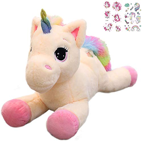 Georgie Porgy Plüsch Einhorn Farbblock Teddy Kuscheltier Tier Plüschtier für Kleinkind Kinder (Rosa 15")