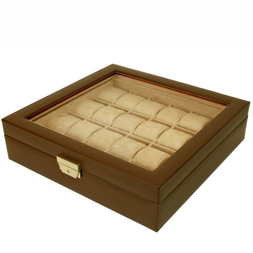 Tech Swiss TS5849BRN Leather Extra Large Watch Box
