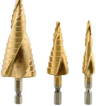 3pcs 4-12/20/32mm Large HSS Steel Step Drill Bit Set Hole Cutter