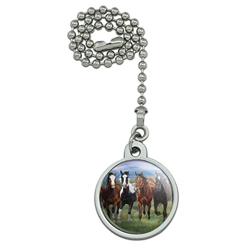 Graphics and More Horses Running Wild Ceiling Fan and Light Pull Chain