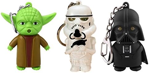 Set of 2 or 3 Star Wars Light Up Key Chains - Yoda, Stormtrooper and Darth Vader (3)