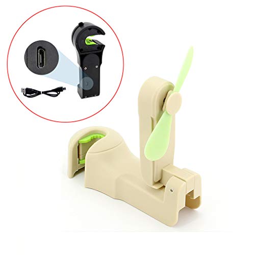 GOVOW-Tech Small Fans Electric for Women & Children Car Auto Holder Hook Bag Coat with The Fan Three Gear Beige