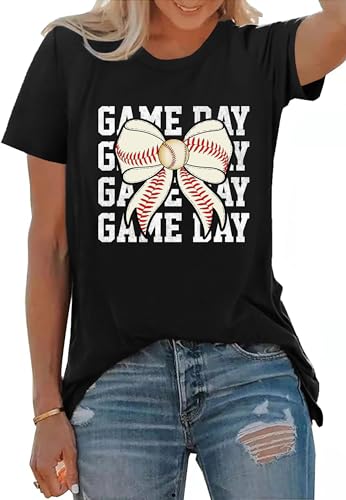 PECHAR Baseball Shirts Women Baseball Mom Shirt Tee Baseball Heart Graphic Tee Game Day Gifts Funny Short Sleeve Top Black at Amazon