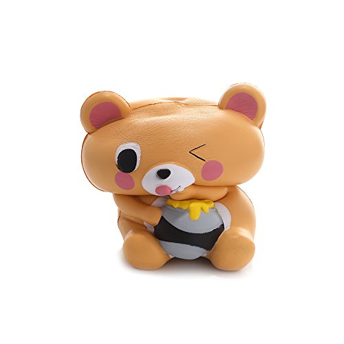 Anboor 4.9" Squishies Bear Honey Jar Kawaii Slow Rising Scented Stress Relief Squishies Kids Toys Decorative Props Gift - Thumbnail 4