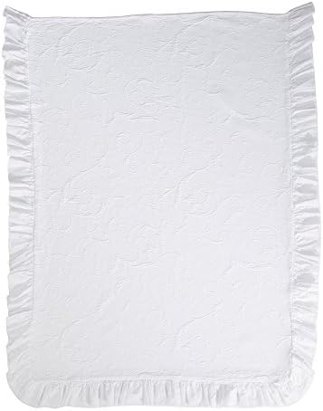 Ethan Allen | Disney Minnie Mouse Scroll Matelassé Toddler Coverlet, Snow (White)