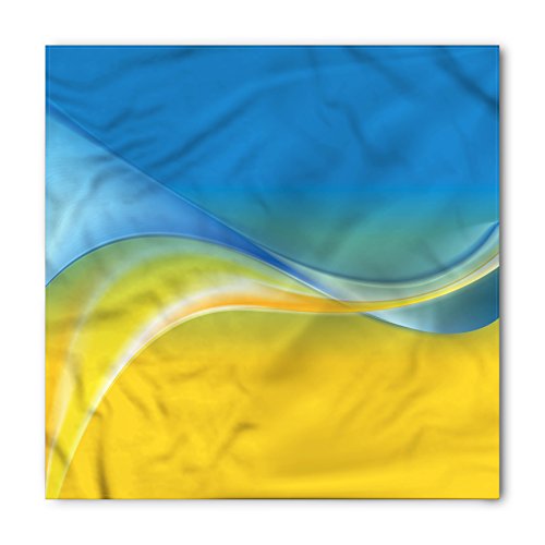 Lunarable Yellow and Blue Bandana, Color Waves Lines, Unisex Head and Neck Tie