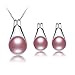 DIAMOVI Freshwater Cultured Genuine Pearls Jewelry Set With Necklace & Stud Earrings 925 Sterling Silver - Stunning Wedding Bridal Jewelry - Luxury Fashion Style-Purple