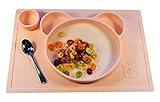 The Raccoon and Bee - One Piece Silicone Placemat and Bowl (Pink)