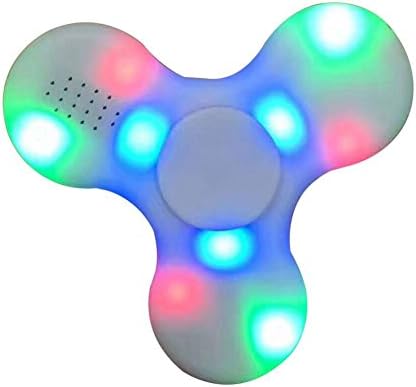 Balai Fidget Toy Hand Spinner LED Lights Multi-Color, Music Wireless Bluetooth Speaker Spinner, Stress Reducer (White)