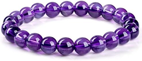 Timebetter Natural Ametyst Bracelet One Laps Diameter 6.3-6.6mm（Each Bracelet Has Certificate of Identification,with 2 Beads Prepared,a Length of Rope Prepared) (small bead)