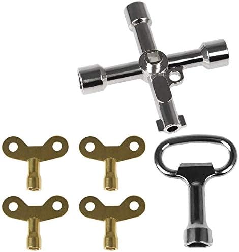 KAHEIGN 6Pcs Utility Key Kit Brass Radiator Plumbing Triangle Cabinet Spanner