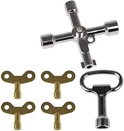 KAHEIGN 6Pcs Utility Key Kit Brass Radiator Plumbing Triangle Cabinet Spanner