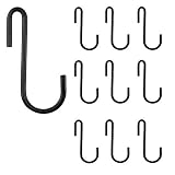 Wallniture 3.5 Inches S Shape Hanging Hooks for Kitchenware Pots Utensils Plants Towels Gardening Tools Clothes 10 Pack (Black)