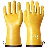LANON Protection Wahoo Liquid Silicone Smoker Oven Gloves, Food-Contact Grade, Heat Resistant Gloves for Cooking, Grilling, Baking, Yellow, L/9