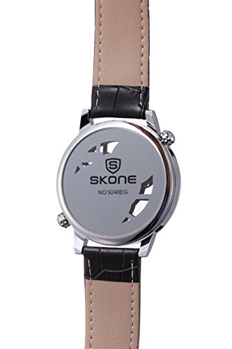 Skone Mens Business Casual Unique Skeleton Fashion Leather Quartz