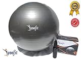 Yoofit Sports Stability Ball with Pump - Premium Anti-Burst 65cm Balance Balls for Core Fitness Strength workout, Yoga, Pilates and CrossFit Training Exercise