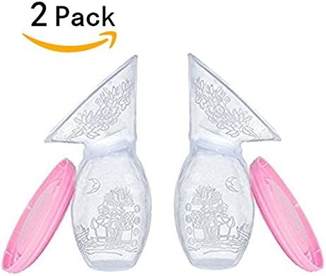2 Pack Silicone Breastfeeding Manual Breast Pumps Milk Pump with Lid- 100% Food Grade Silicone