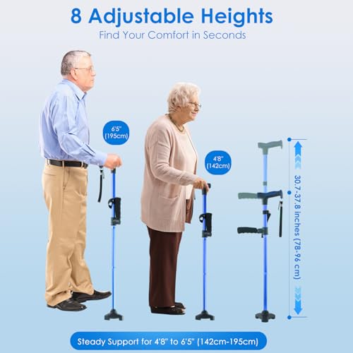 WHLICKS Walking Stick, Folding Walking Sticks for Women and Men with Second Handle for Assisted Standing, Telescopic, Collapsiblead, Adjustable Walking Sticks for Ladies Seniors Adults