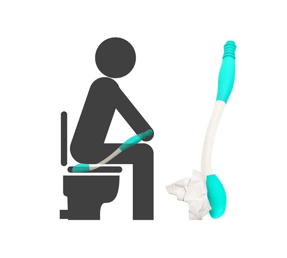 KAIAIWLUO Bottom Wipers for Disabled,Toilet Aids Tools Long Handle Toilet Assist Tool Bottom Buddy Toilet Aids Long Reach Comfort Wiper Extends 15" Grips Toilet Paper or Pre-Moistened Wipes