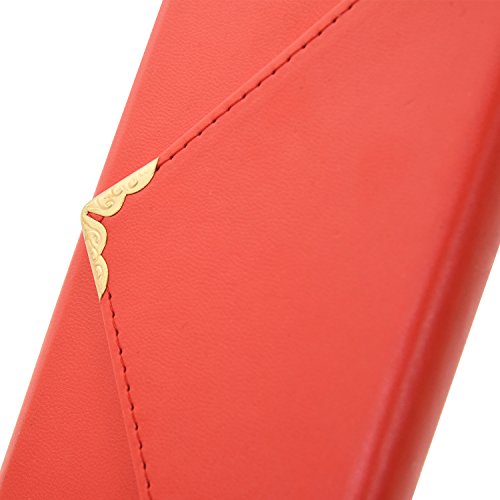 IPhone 6S Plus Wallet Case,Rejazz [Red] Envelope Flip Handbag Shell Women Wallet PU Leather Magnetic Folio Cover Cases with Credit Card ID Holders Wrist Strap for Apple Iphone 6/6s Plus 5.5" - Thumbnail 4