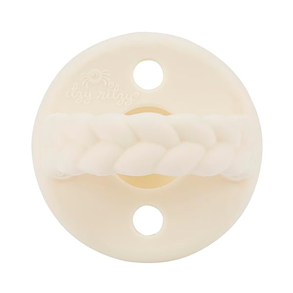 ITZY RITZY SILICONE PACIFIERS FOR AGES 6-18 MONTHS – ITZY SOOTHER PACIFIERS FEATURE COLLAPSIBLE HANDLE & TWO AIR HOLES FOR ADDED SAFETY – SET OF 2 IN BUTTERCREAM & TOAST