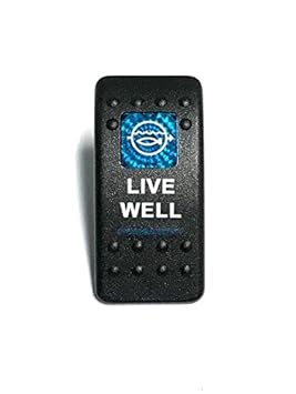 Euro Rocker Switch Cover with Text, Black with Blue Lens. Contura II, Fits Carling, Cole Hersee, Blue seas