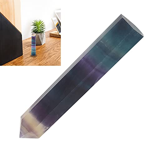 Wifehelper Natural Fluorite Quartz Crystal Hexagonal Wand for Home Office Decoration Ornament(70mm-75mm)