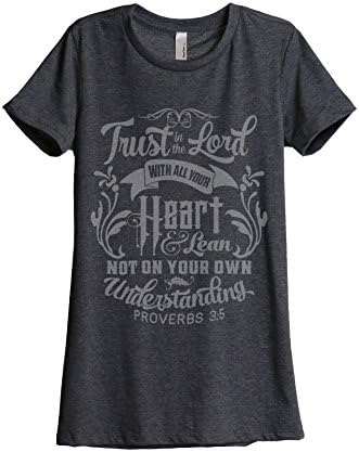 Trust In The Lord Women's Relaxed T-Shirt Tee Charcoal Grey Small