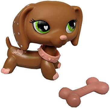 Hot Toy LPS Dachshund Brown Dog Pink Hearts Valentine Puppy 556 with Accessories Collection Toys Figure Rare Girls Boys Gift 1 PC