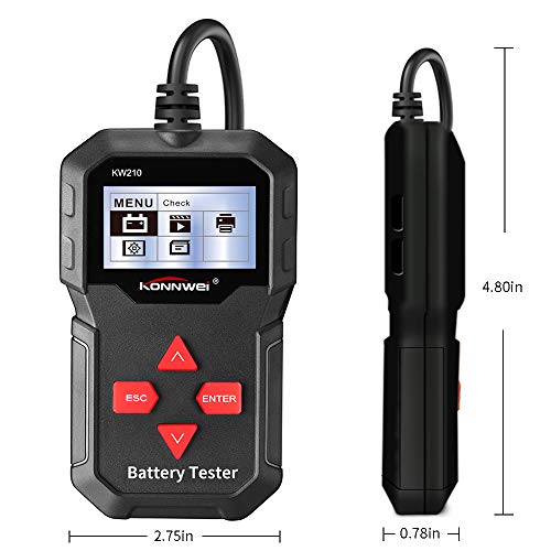 KONNWEI KW210 Car Battery Tester 12V Automatic Smart Check Backlit Screen Black Auto Battery Analyzer on CCA DIN EN IEC 100-2000 CCA 220AH