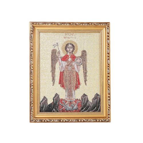 HZMAN St Gabriel Painting Retro Handmade Weave Holy Saint Michael Archangel Character Picture Poster Wall Tabletop Frames for Living Room Bedroom 10x8 inch