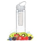 FlavFusion 26 Oz Infuser Water Bottle with Flip Top Sipper Lid