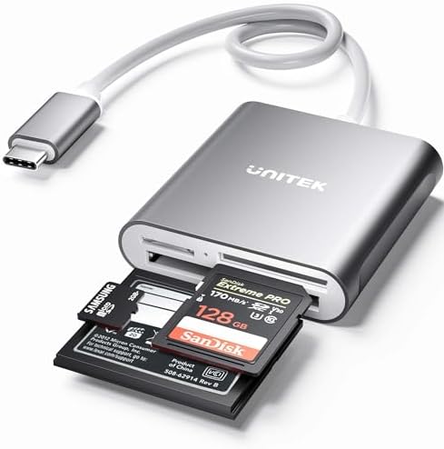 Unitek SD Card Reader USB C, Aluminum 3-Slot USB Type-C Flash