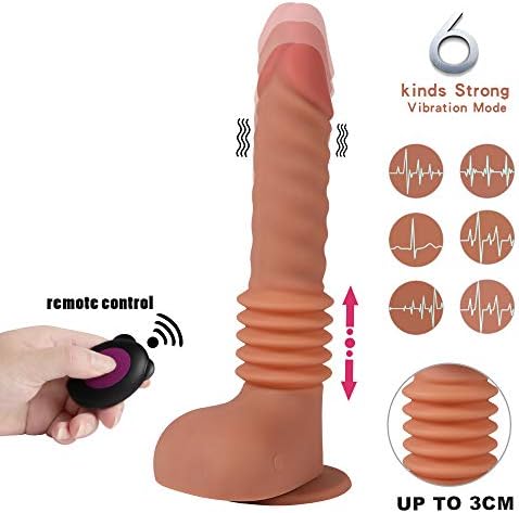 Vibrating Women Toy with 6 Up&Down Vibration Modes and Strong Suction Cup Rechargeable Waterproof Wireless Remote Control, Brown
