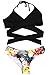 CUPSHE Women's Low Rise Bikini Flower Printing Cross Back Tie Two Piece Swimsuits, S Black