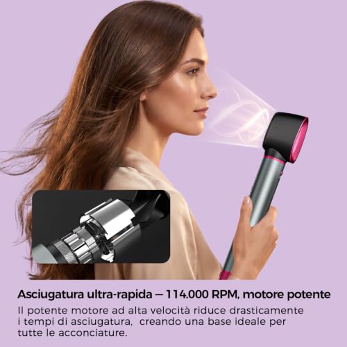 Air Styler 7 in 1 Coanda: Modellatore Multifunzione con Tecnologia Ionica | Custodia in Pelle, Boucleur 30&40mm, Asciugatura rapida 1700W, per Tutti i Capelli: Arriccia, Liscia, Volumizza, Senza Danni