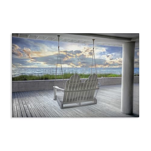 Stupell Industries Swing at the Beach Coastal, 30 x 45 Inch Canvas Wall Art